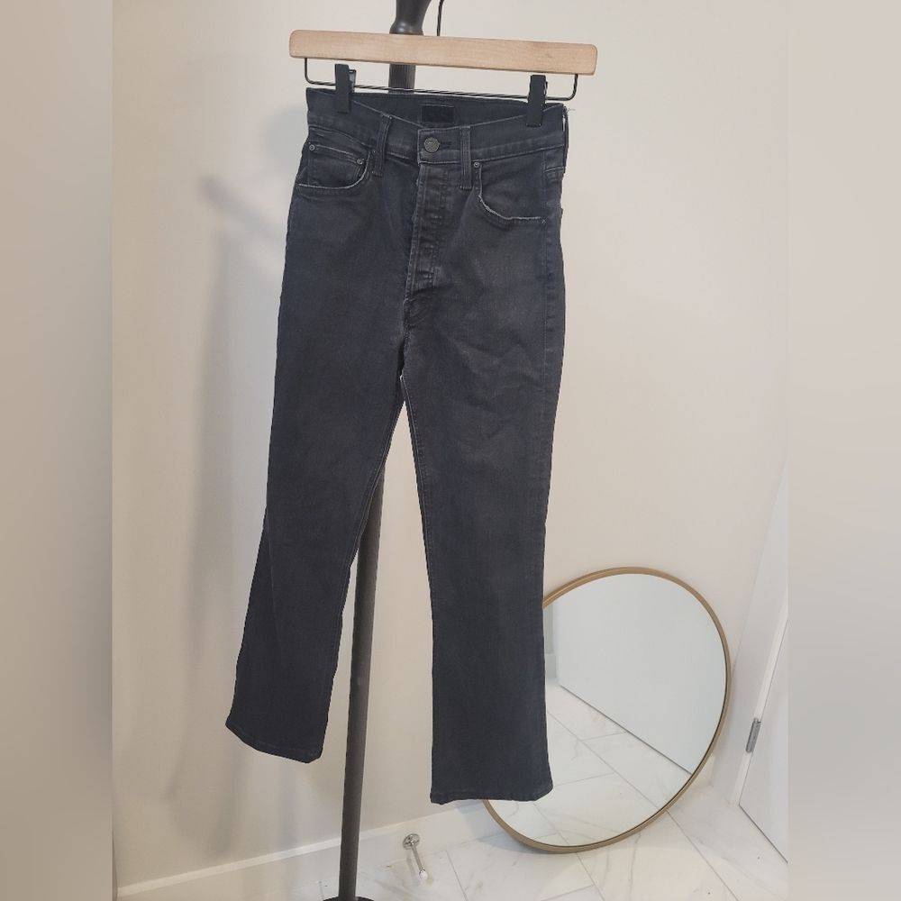 MOTHER High-Rise Black Straight-Leg Jeans